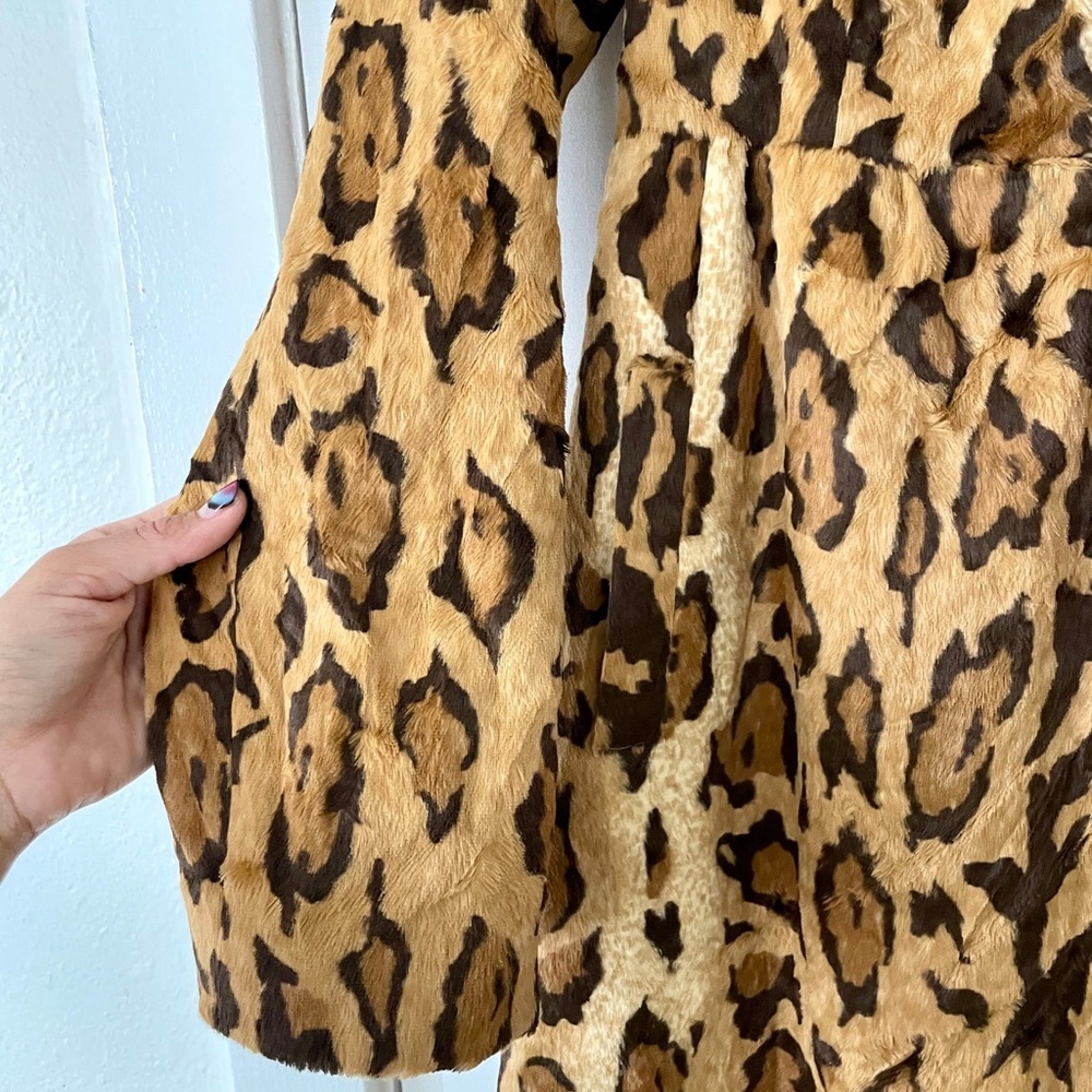 Beth Bowley Leopard Faux Fur Coat Carrie Bradshaw Sz Small * Jaguar Y2K USA Sz 4 - Picture 3 of 6